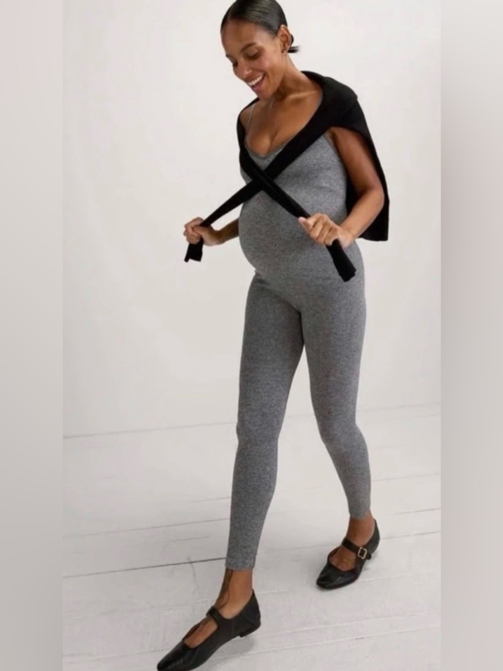Hatch The Body Rib Unitard Maternity In Grey,Size M,Stretch - Picture 6 of 6